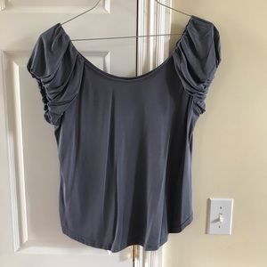 Lucky Brand grey dressy shirt top puff sleeves MED